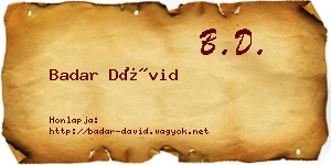 Badar Dávid névjegykártya